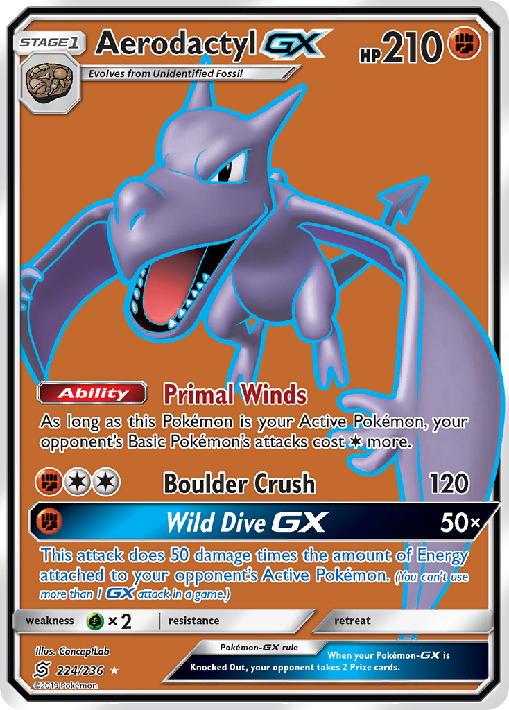 Aerodactyl-GX 224 Rare Ultra card from Unified Minds