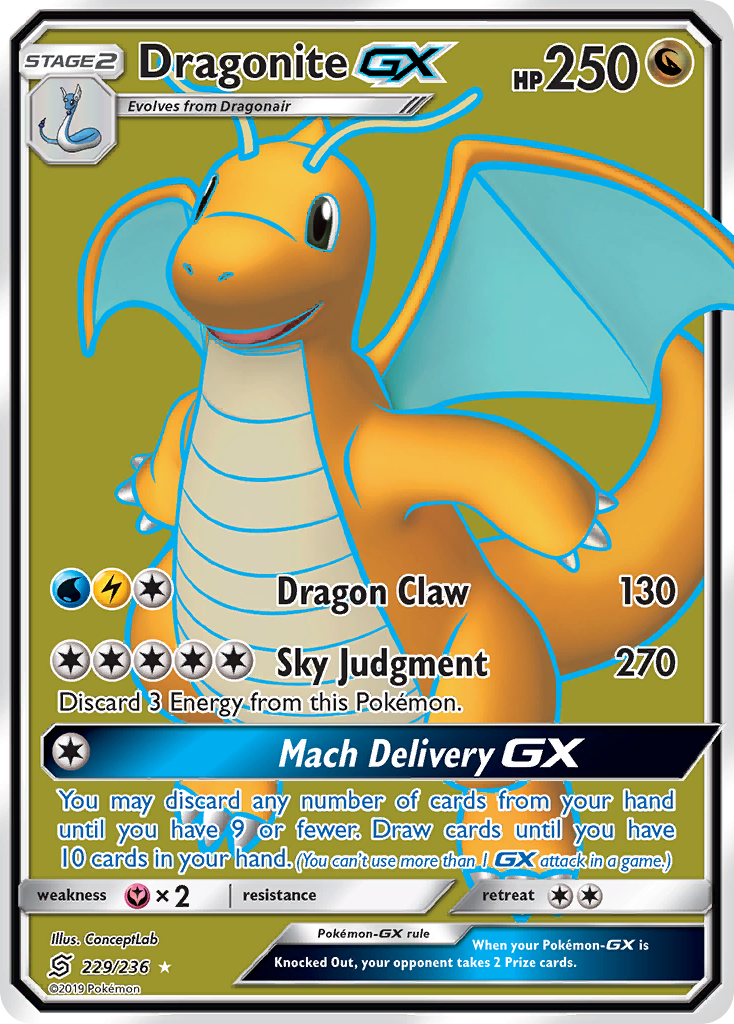 Dragonite-GX 229 Rare Ultra card from Unified Minds