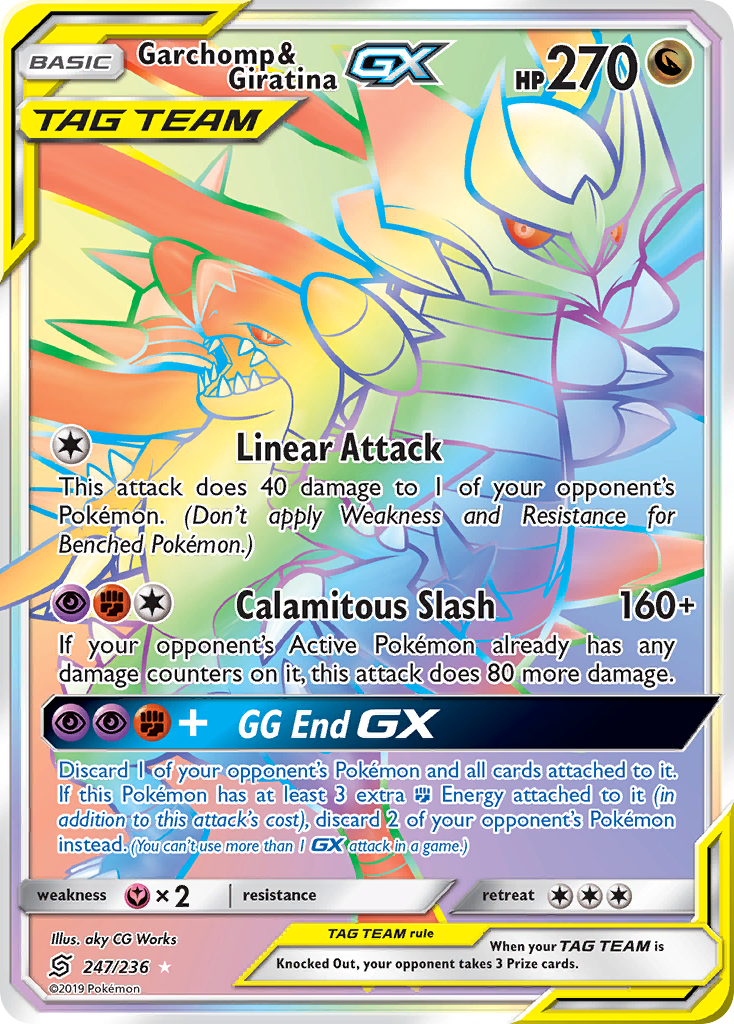 Garchomp & Giratina-GX 247 Rare Rainbow card from Unified Minds