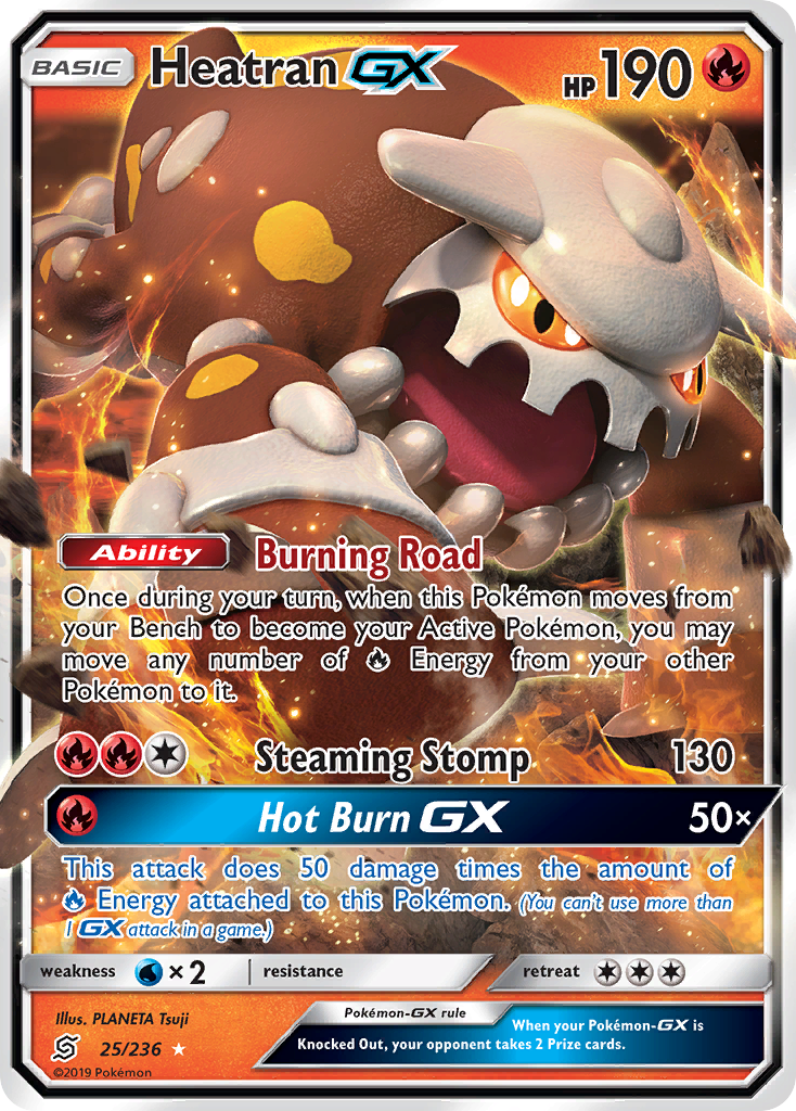 Heatran-GX 25 Rare Holo GX card from Unified Minds
