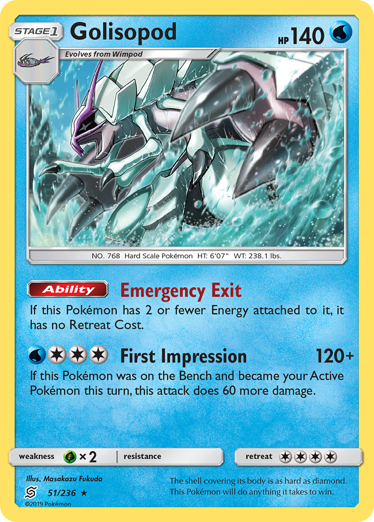 Golisopod 51 Rare Holo card from Unified Minds