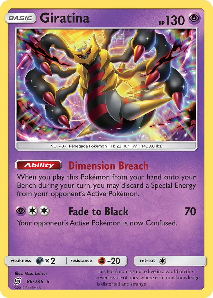 Giratina 86 Rare Holo card from Unified Minds