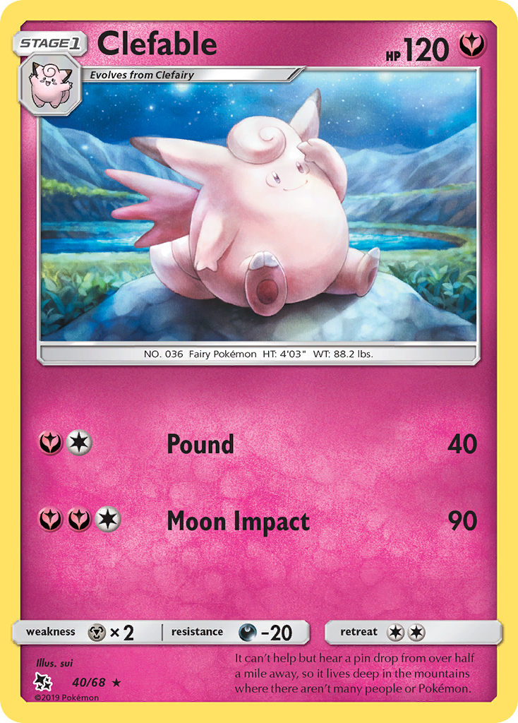 Clefable 40 Rare card from Hidden Fates