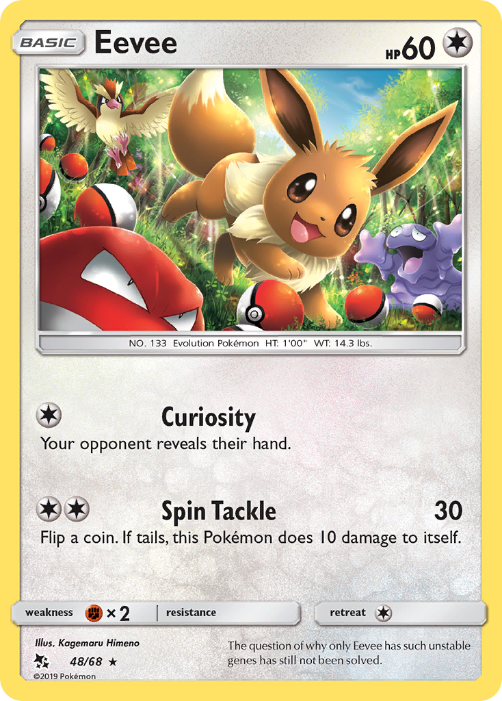 Eevee 48 Rare Holo card from Hidden Fates