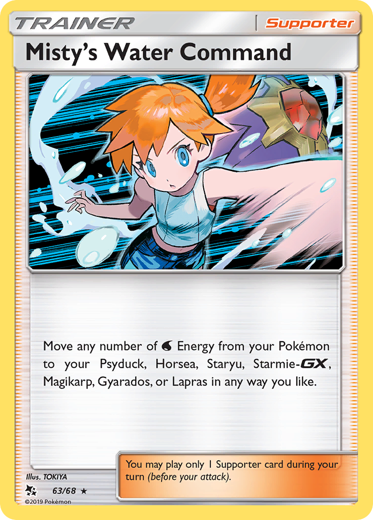 Misty's Water Command 63/68 Rare Holo card from Hidden Fates