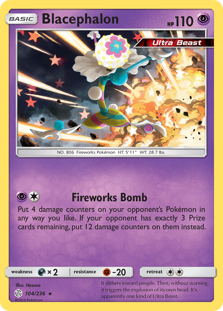Blacephalon 104 Rare Holo card from Cosmic Eclipse