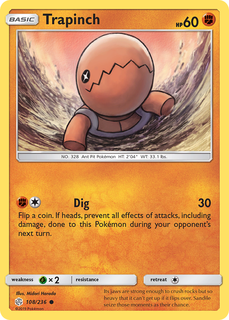 Trapinch 108 Common card from Cosmic Eclipse