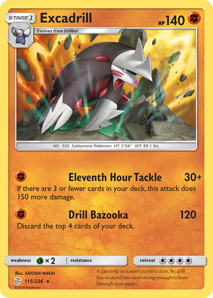 Excadrill 115/236 Rare Holo card from Cosmic Eclipse