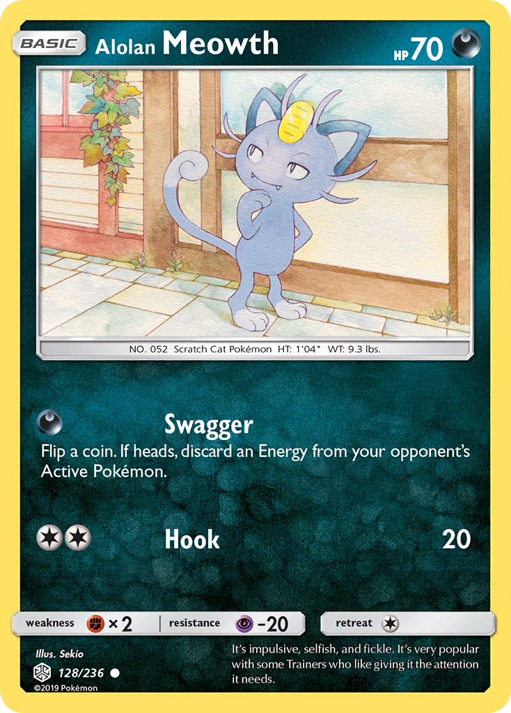 Alolan Meowth 128/236 Common card from Cosmic Eclipse