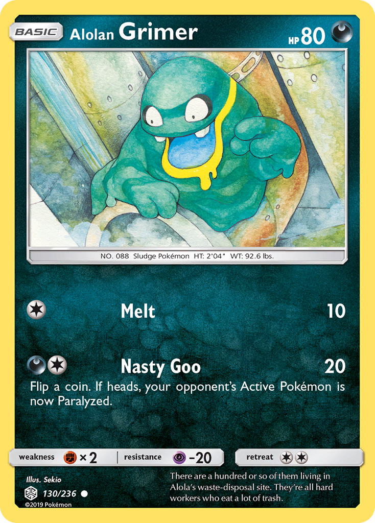 Alolan Grimer 130/236 Common card from Cosmic Eclipse