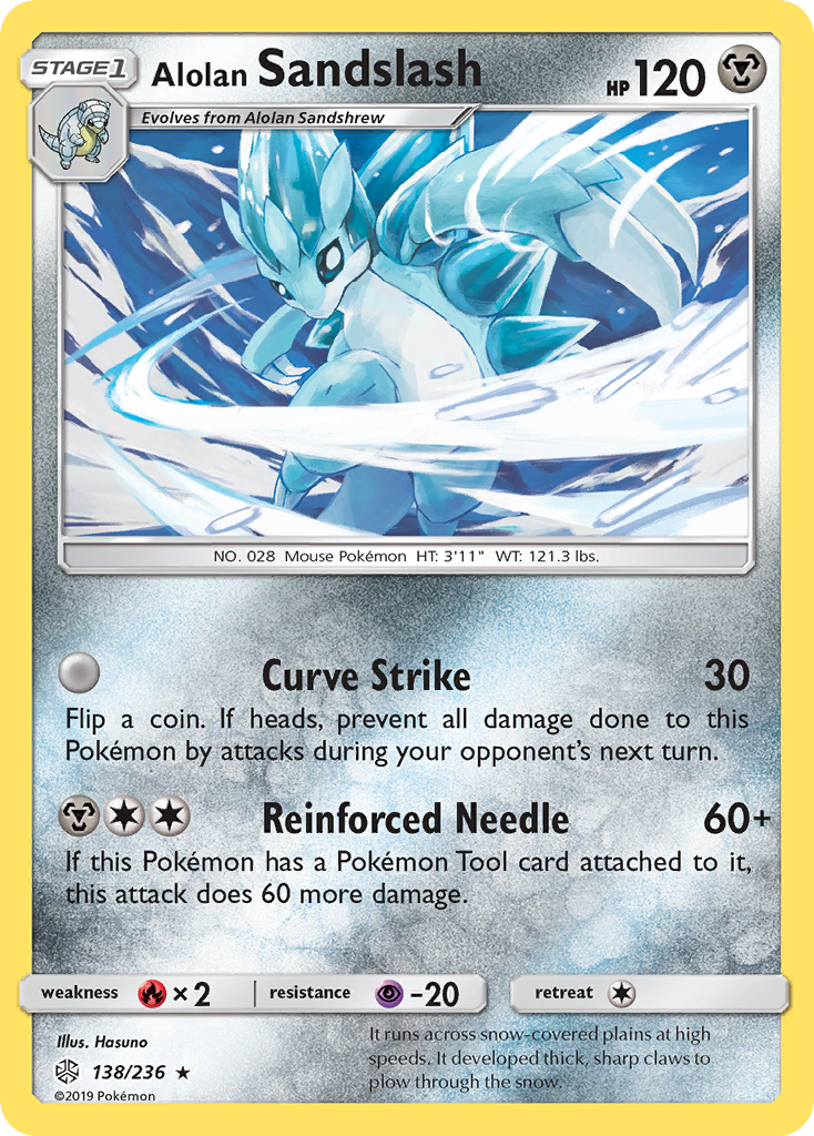 Alolan Sandslash 138/236 Rare card from Cosmic Eclipse