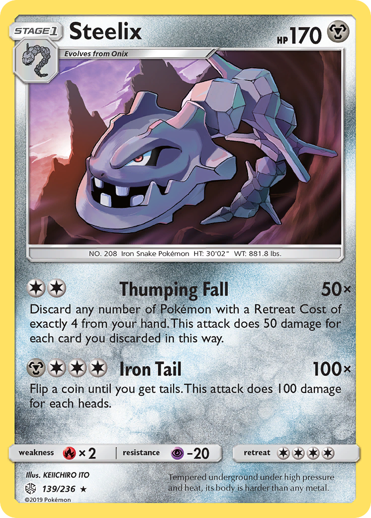 Steelix 139 Rare Holo card from Cosmic Eclipse