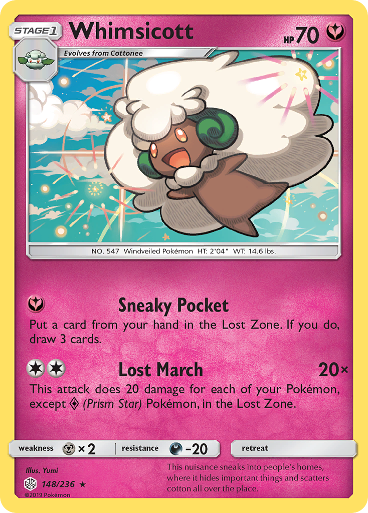 Whimsicott 148 Rare card from Cosmic Eclipse