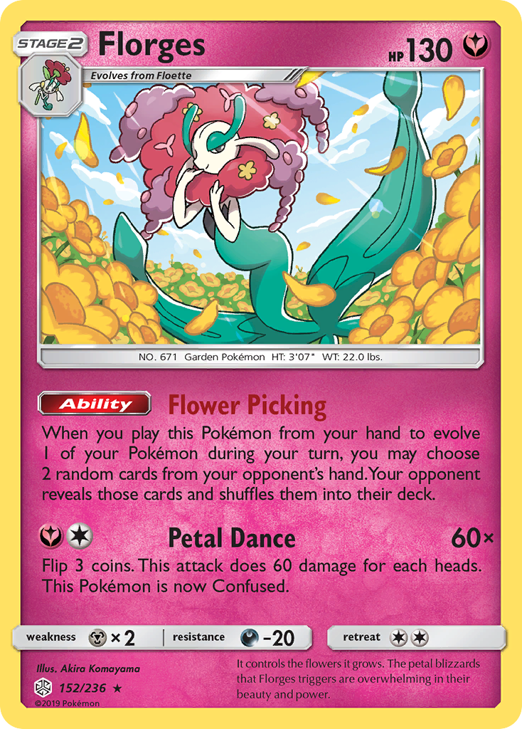 Florges 152 Rare Holo card from Cosmic Eclipse