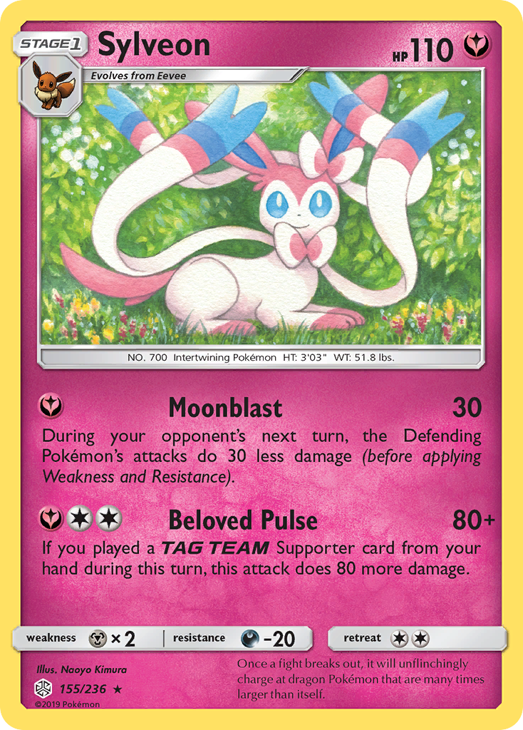 Sylveon 155 Rare card from Cosmic Eclipse