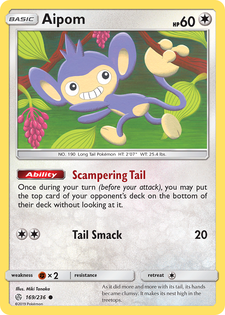 Aipom 169 Common card from Cosmic Eclipse
