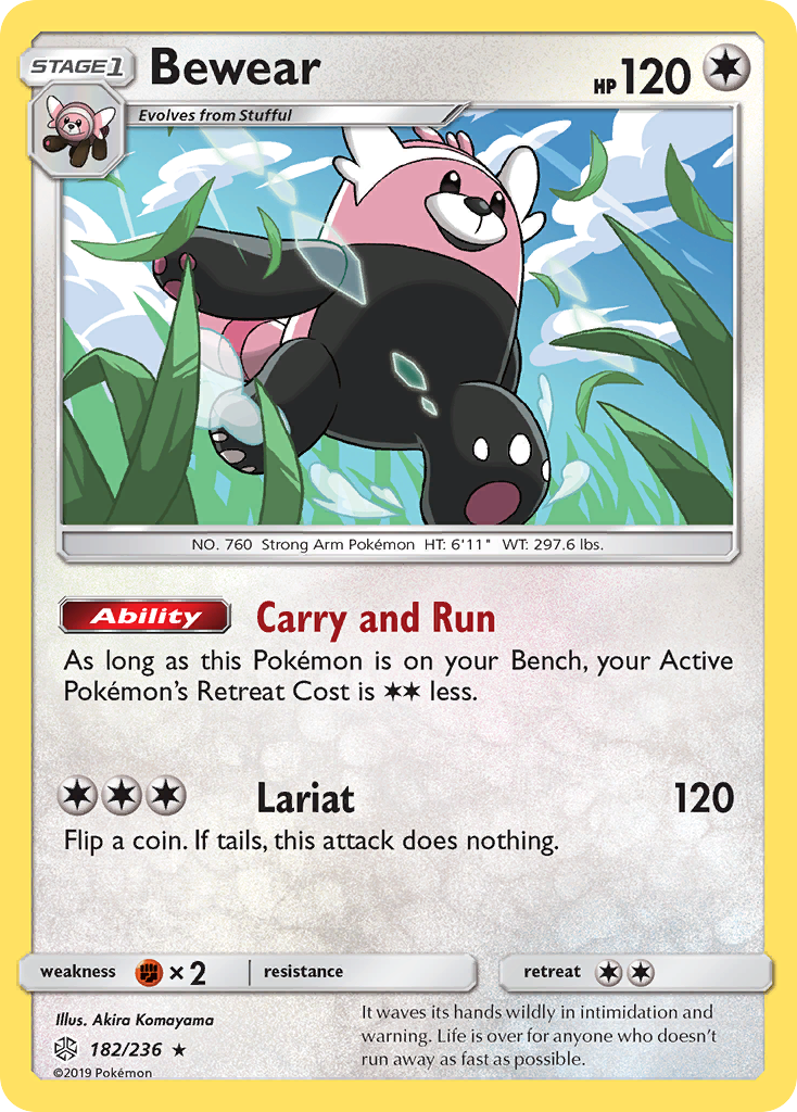 Bewear 182 Rare card from Cosmic Eclipse