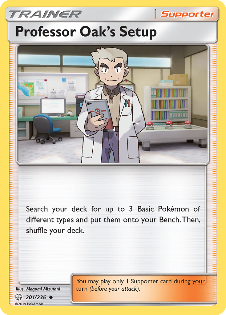 Professor Oak's Setup 201 Uncommon card from Cosmic Eclipse