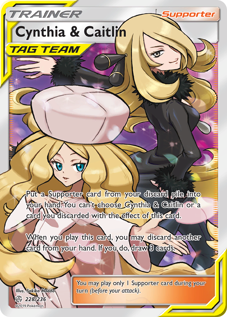 Cynthia & Caitlin 228 Rare Ultra card from Cosmic Eclipse