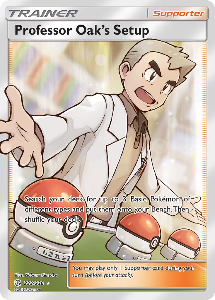 Professor Oak's Setup 233/236 Rare Ultra card from Cosmic Eclipse