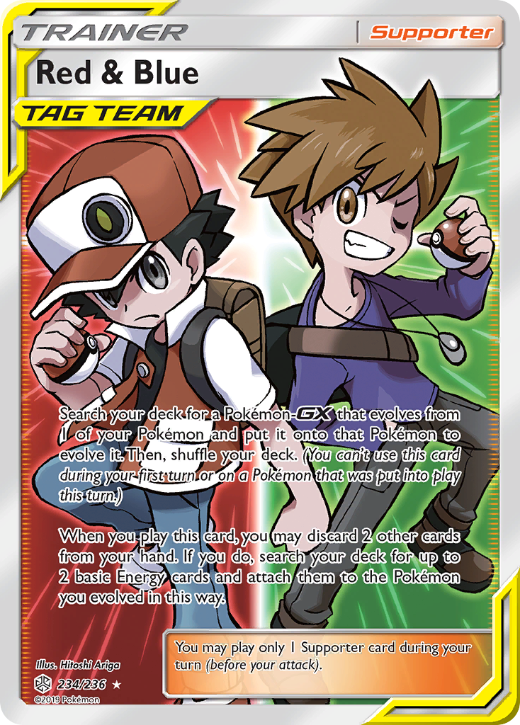 Red & Blue 234 Rare Ultra card from Cosmic Eclipse