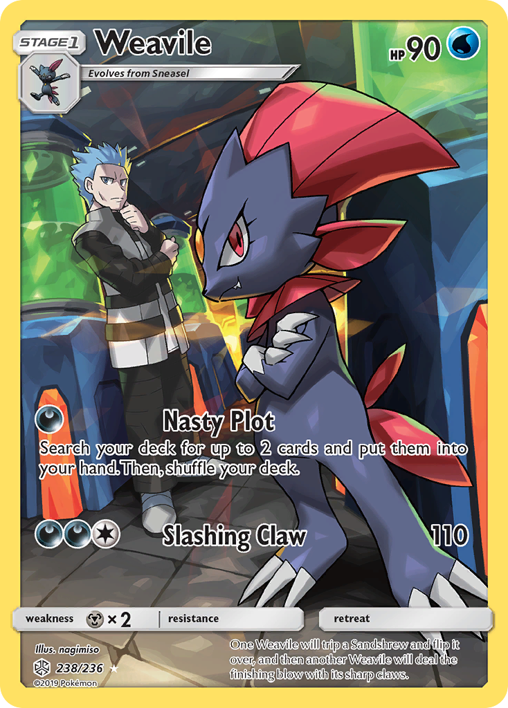 Weavile 238 Rare Secret card from Cosmic Eclipse