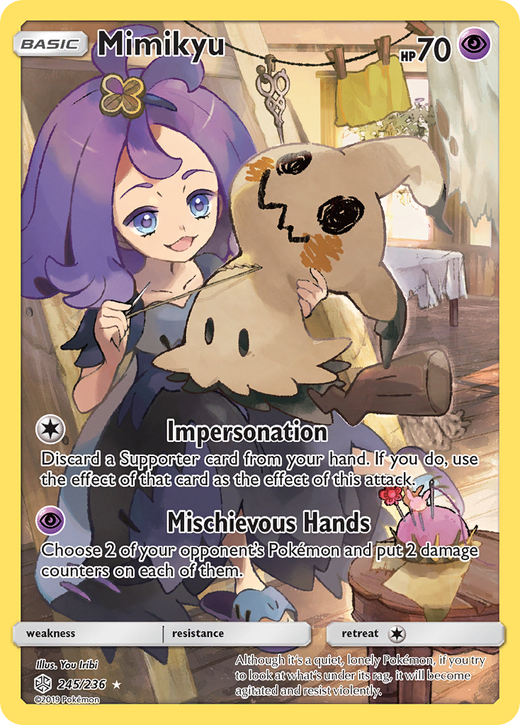 Mimikyu 245 Rare Secret card from Cosmic Eclipse
