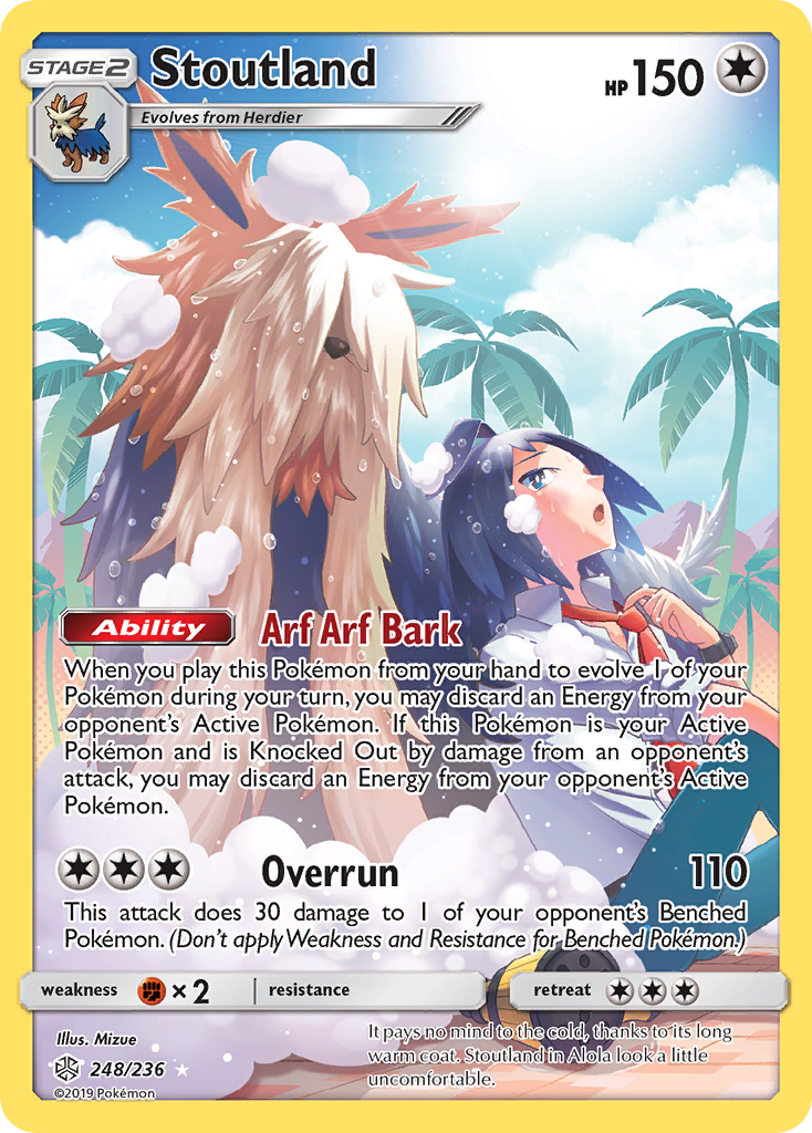 Stoutland 248 Rare Secret card from Cosmic Eclipse