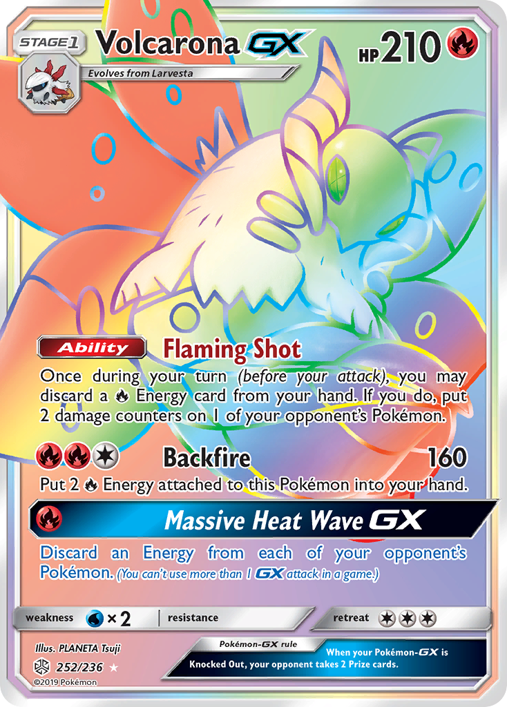 Volcarona-GX 252/236 Rare Rainbow card from Cosmic Eclipse