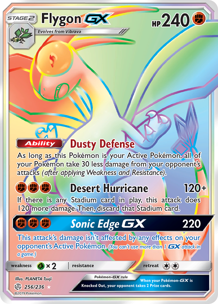 Flygon-GX 256/236 Rare Rainbow card from Cosmic Eclipse