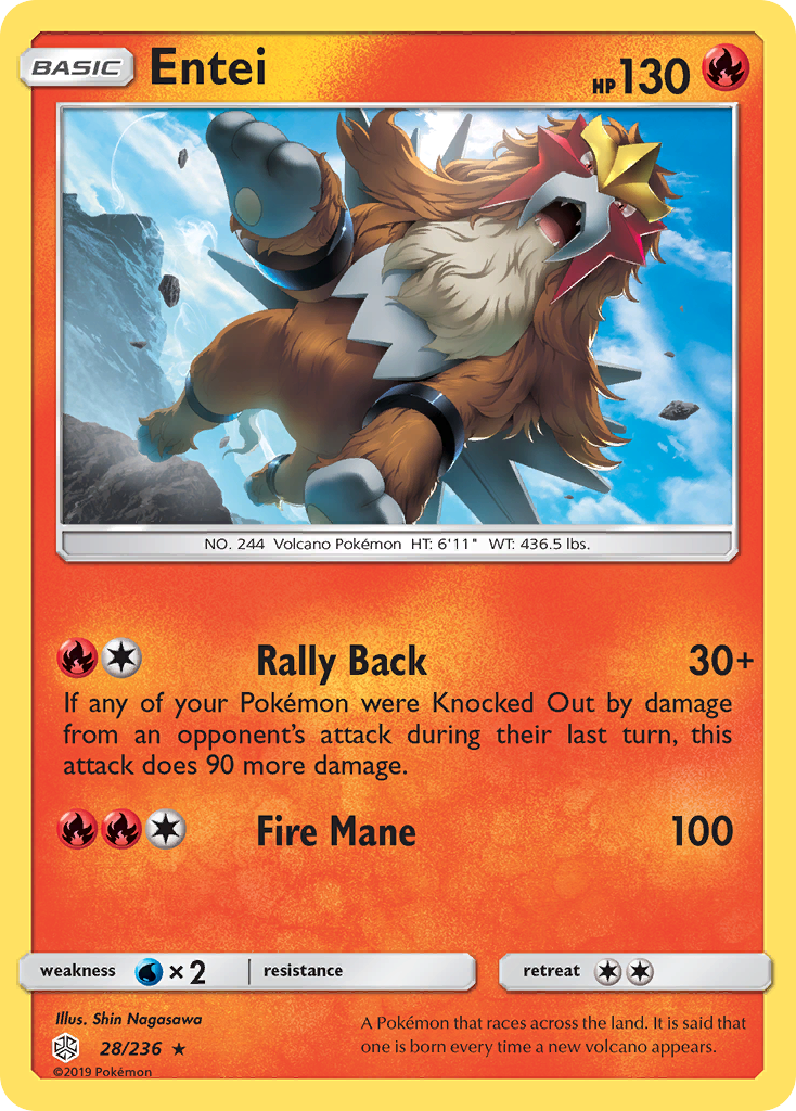 Entei 28 Rare card from Cosmic Eclipse