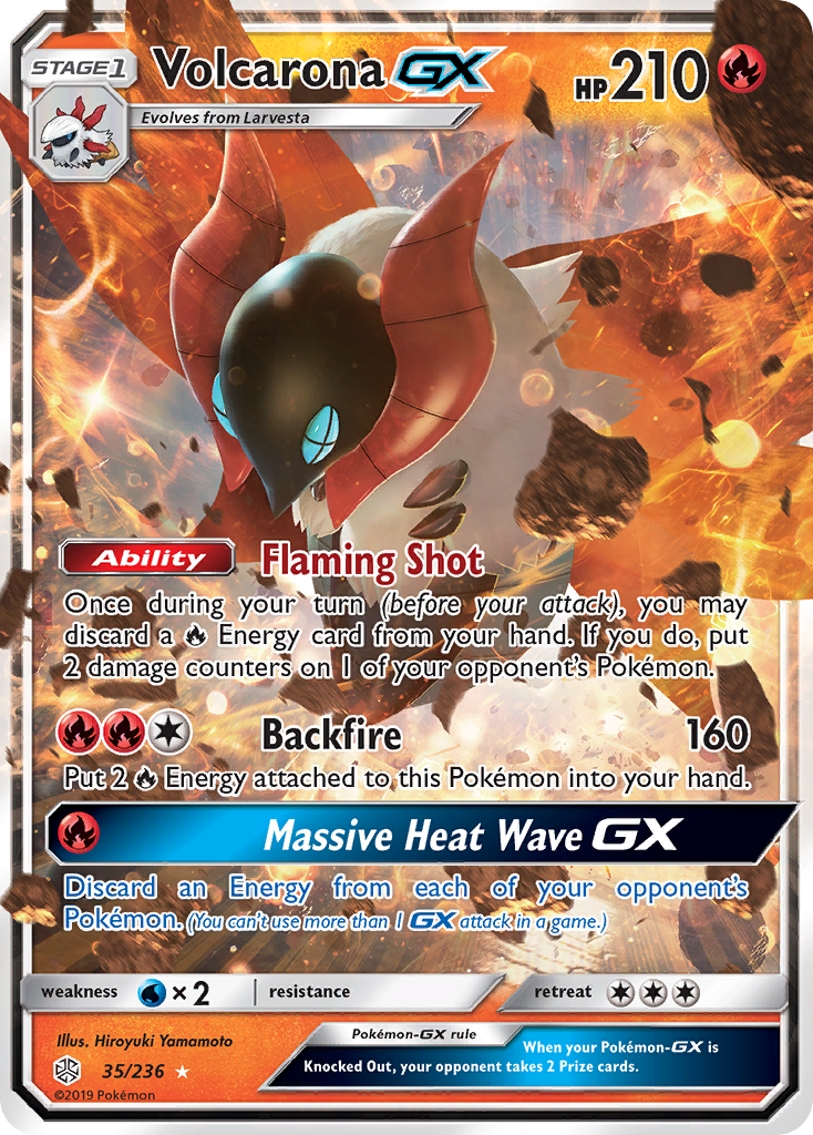 Volcarona-GX 35 Rare Holo GX card from Cosmic Eclipse