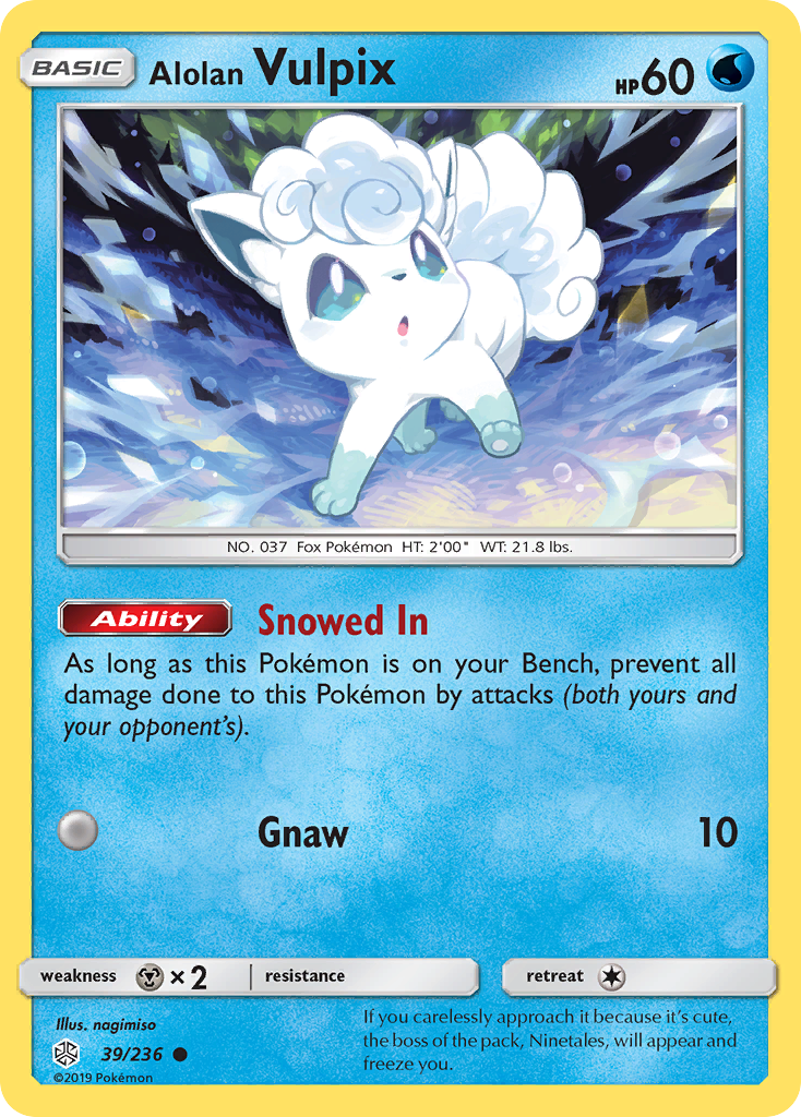 Alolan Vulpix 39 Common card from Cosmic Eclipse