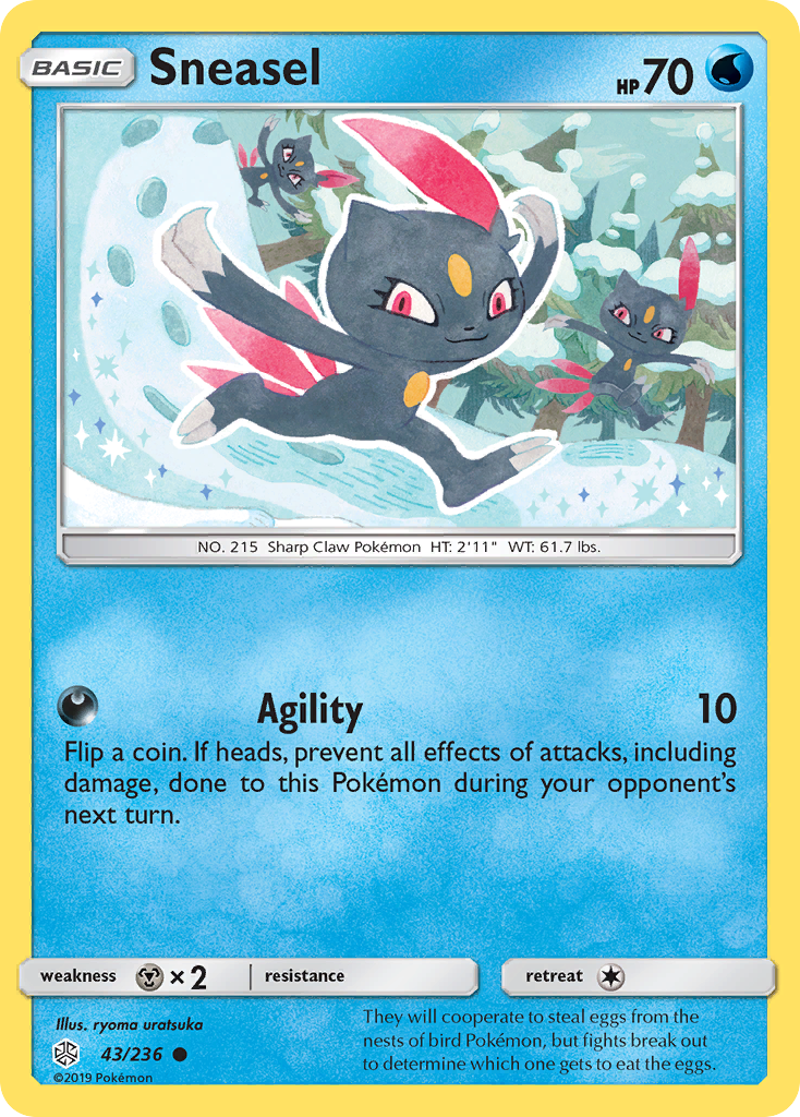 Sneasel 43 Common card from Cosmic Eclipse