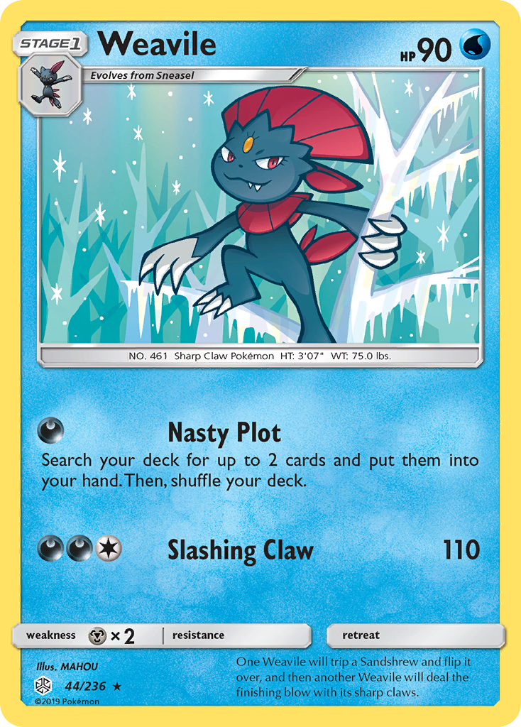 Weavile 44 Rare card from Cosmic Eclipse