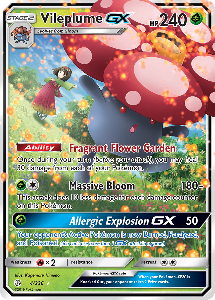 Vileplume-GX 4 Rare Holo GX card from Cosmic Eclipse