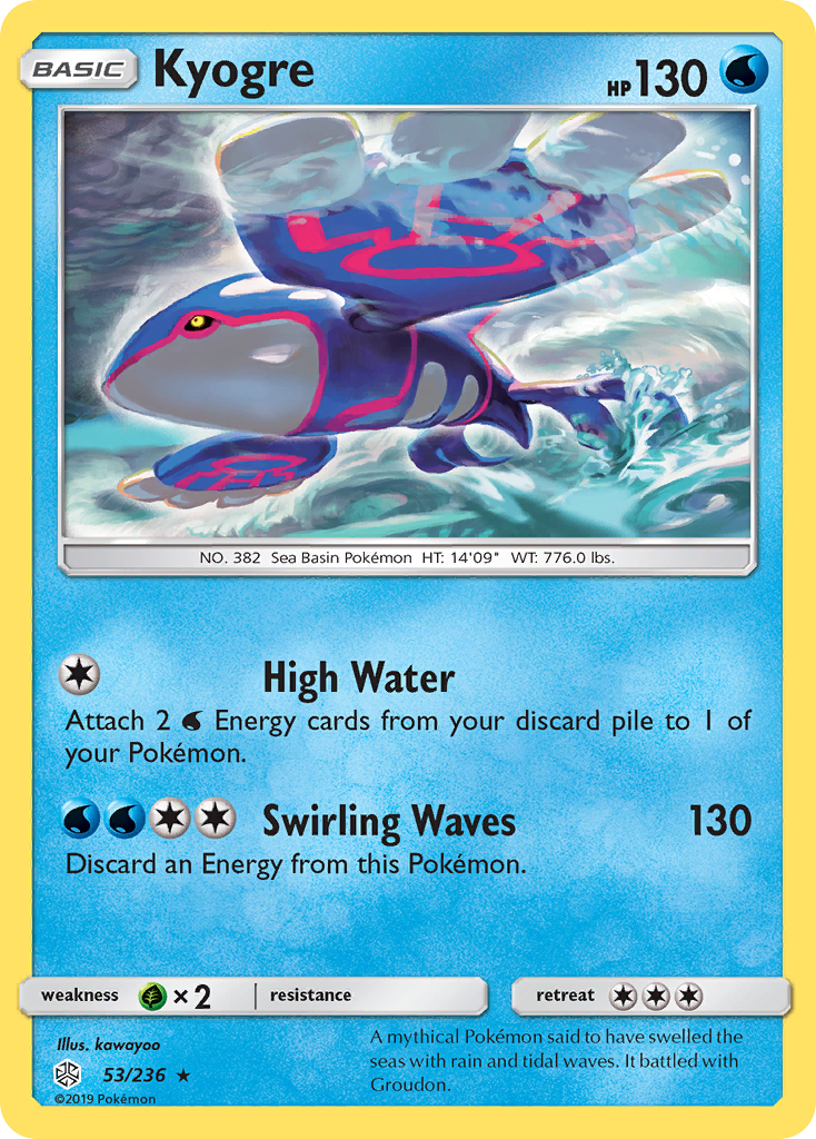 Kyogre 53 Rare card from Cosmic Eclipse