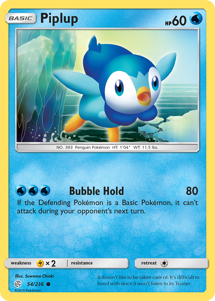 Piplup 54 Common card from Cosmic Eclipse