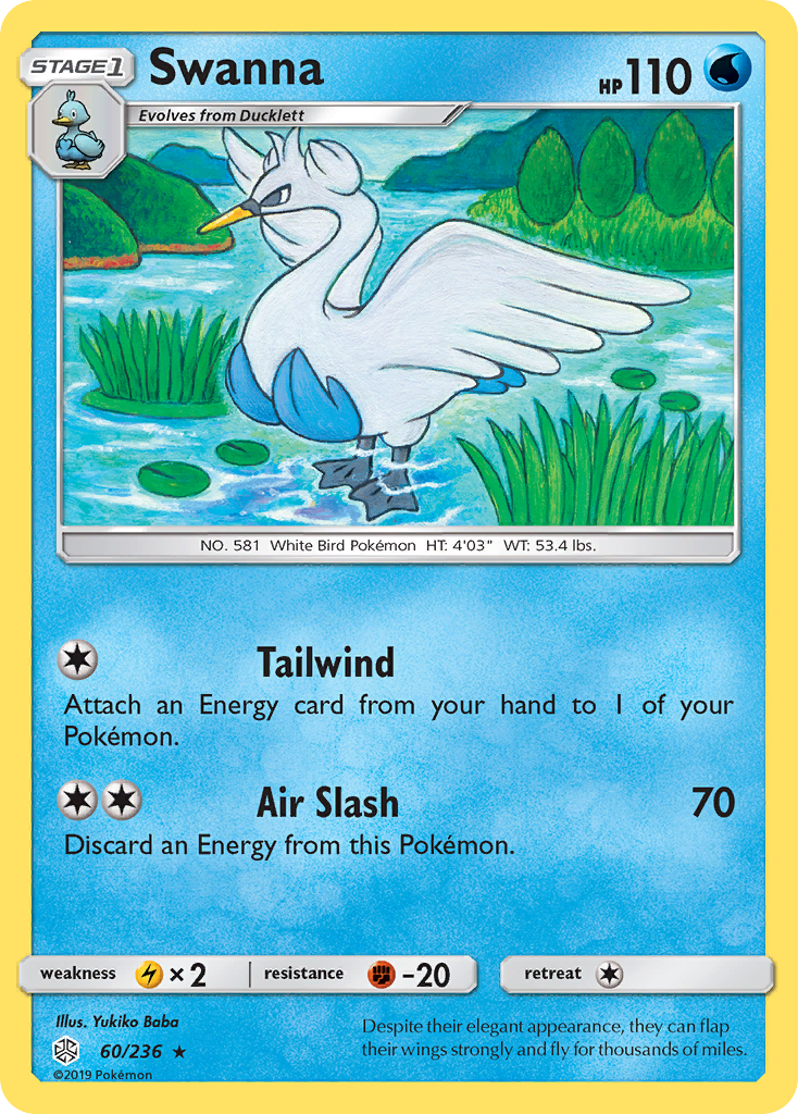 Swanna 60 Rare card from Cosmic Eclipse