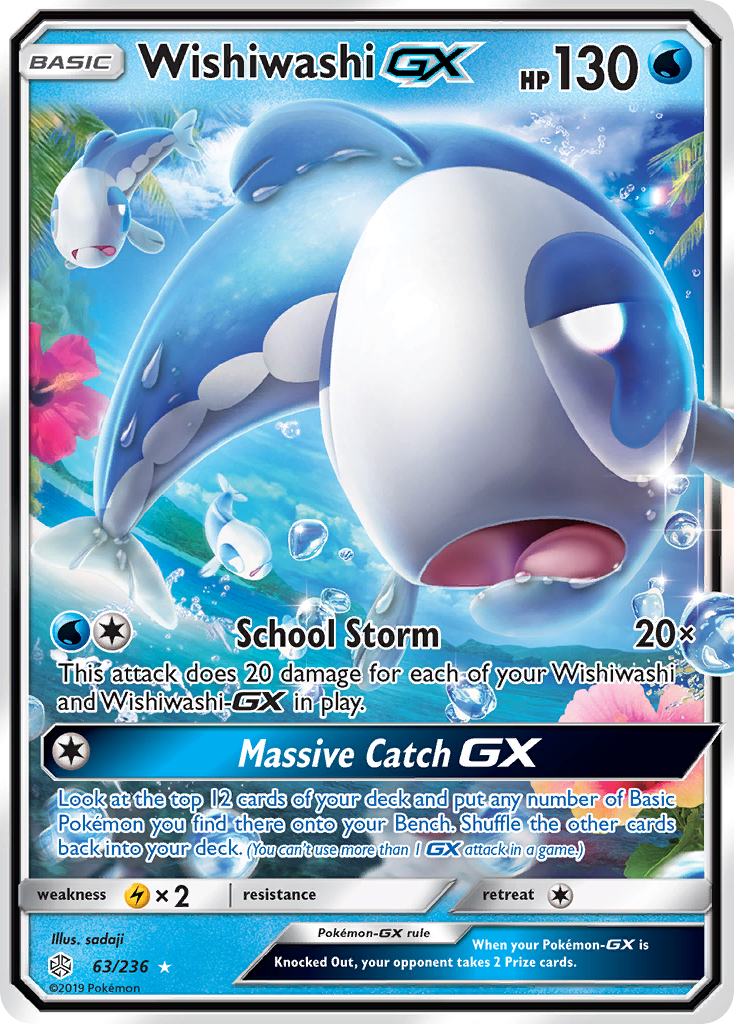 Wishiwashi-GX 63/236 Rare Holo GX card from Cosmic Eclipse