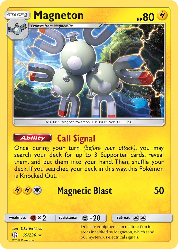 Magneton 69 Rare Holo card from Cosmic Eclipse
