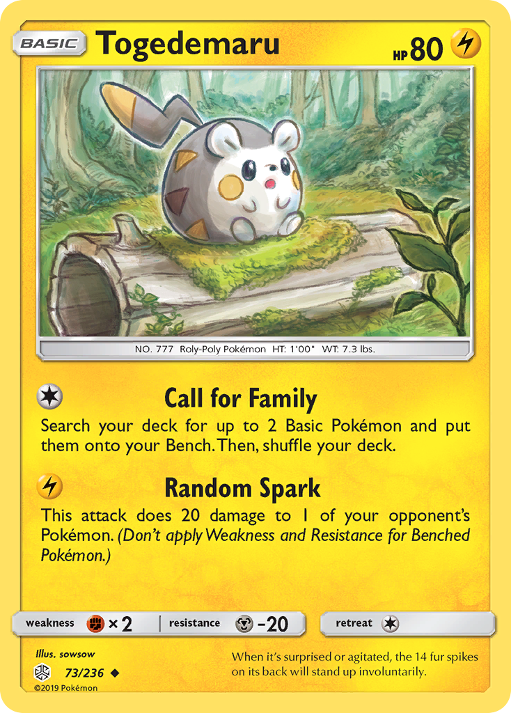 Togedemaru 73 Uncommon card from Cosmic Eclipse