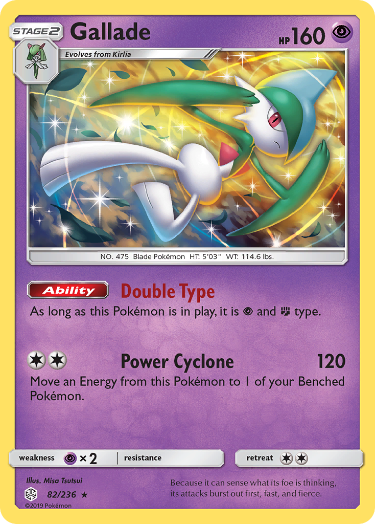 Gallade 82 Rare Holo card from Cosmic Eclipse