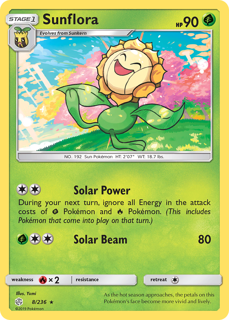 Sunflora 8 Rare card from Cosmic Eclipse