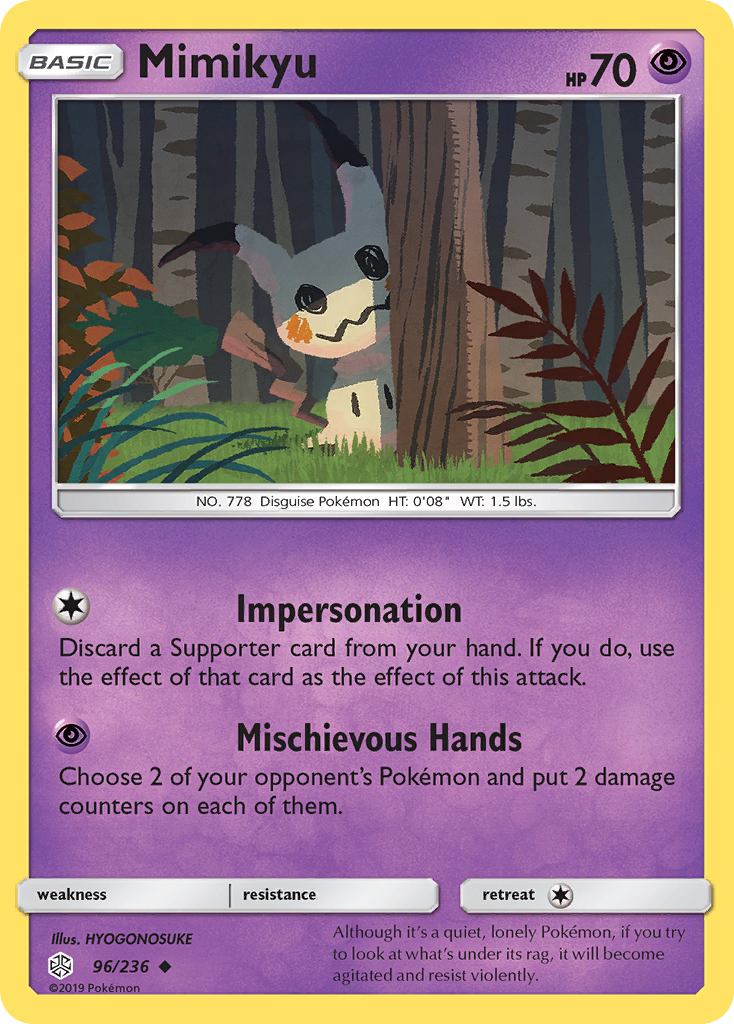 Mimikyu 96 Uncommon card from Cosmic Eclipse