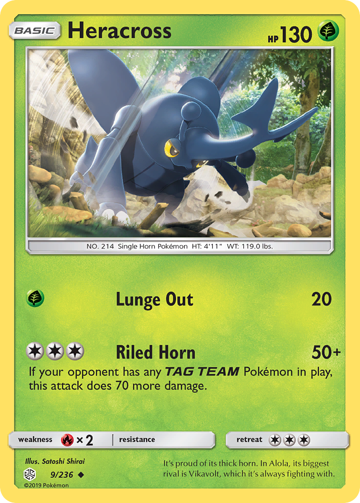 Heracross 9 Uncommon card from Cosmic Eclipse