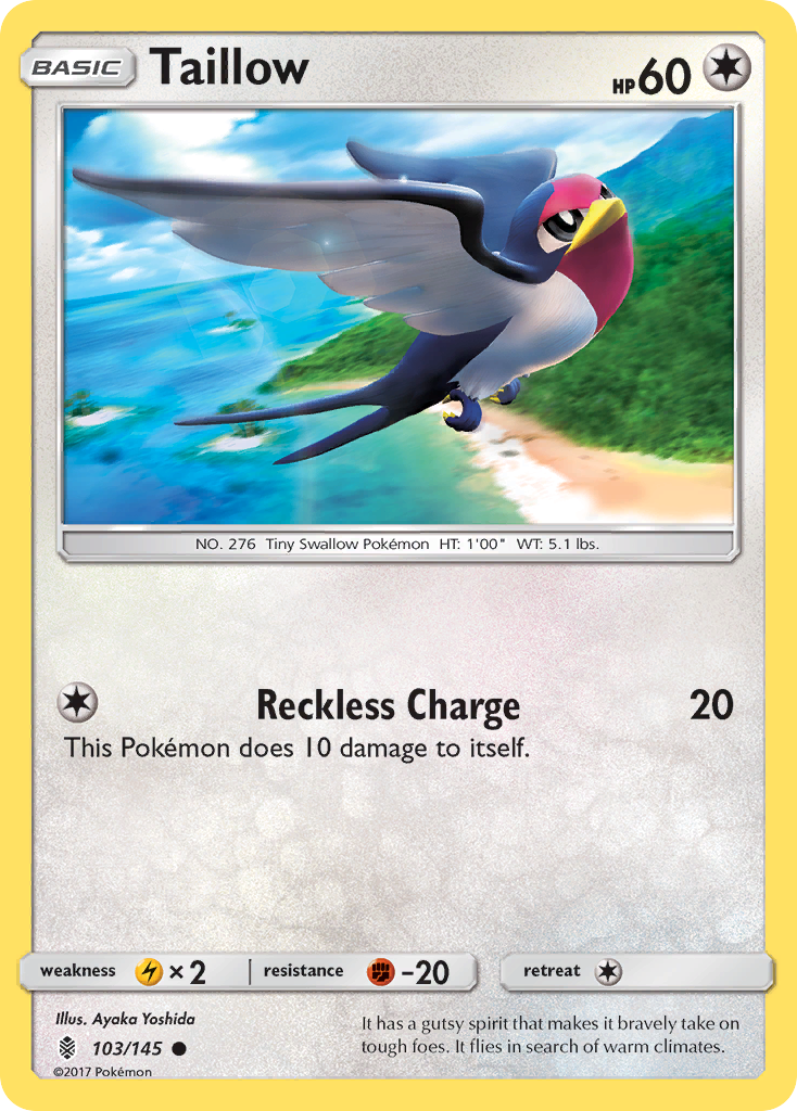 Taillow 103 Common card from Guardians Rising