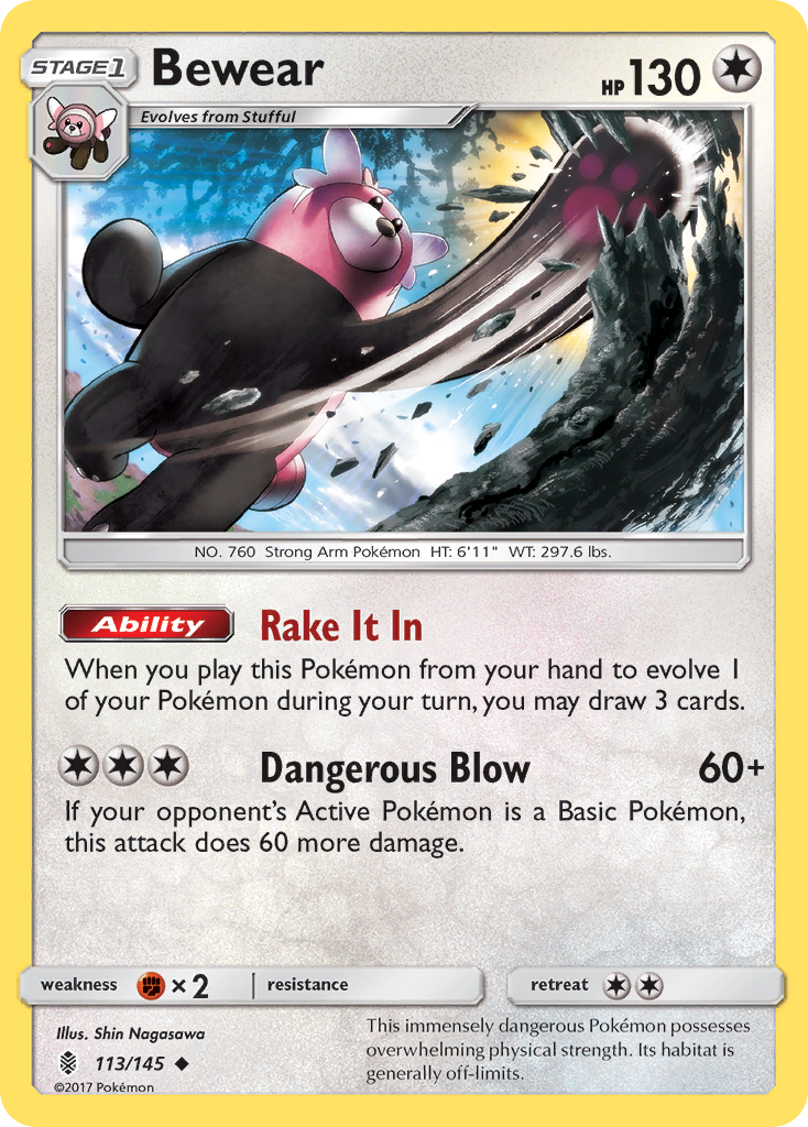 Bewear 113 Uncommon card from Guardians Rising