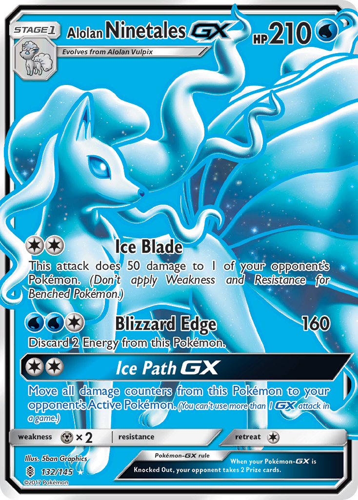 Alolan Ninetales-GX 132/145 Rare Ultra card from Guardians Rising