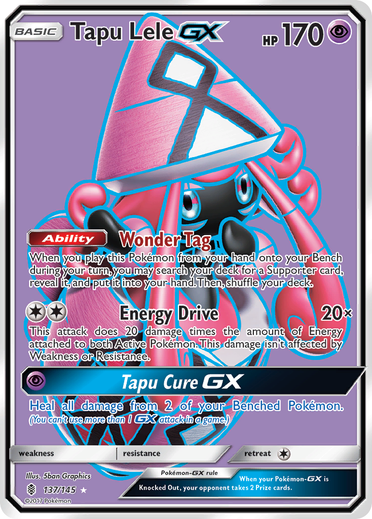 Tapu Lele-GX 137 Rare Ultra card from Guardians Rising